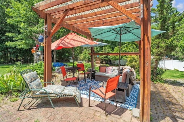 33 Dean St, Norton, MA 02766 - view of patio featuring a pergola and outdoor lounge area