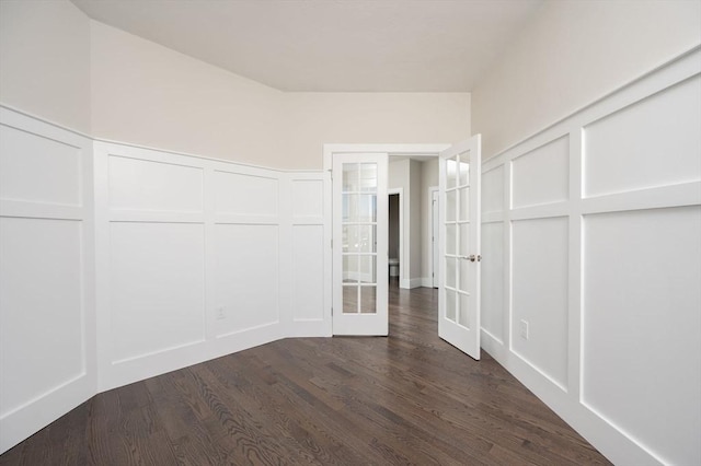 interior space featuring french doors and dark wood-type flooring