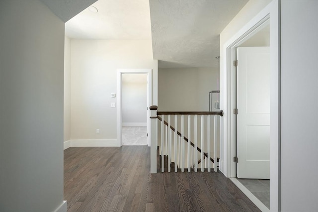 hallway with hardwood / wood-style flooring