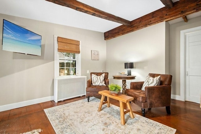 38 S St, Grafton, MA 01519 - sitting room with radiator heating unit, hardwood / wood-style floors, and beam ceiling
