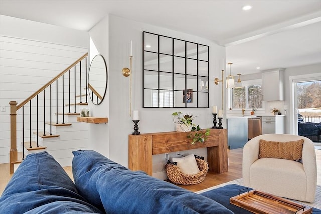 living room featuring light hardwood / wood-style floors