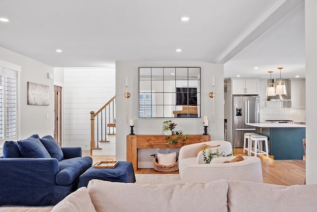 living room featuring light hardwood / wood-style floors