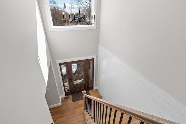 foyer with wood-type flooring