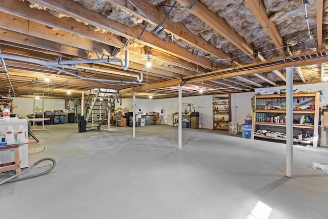 view of unfinished basement