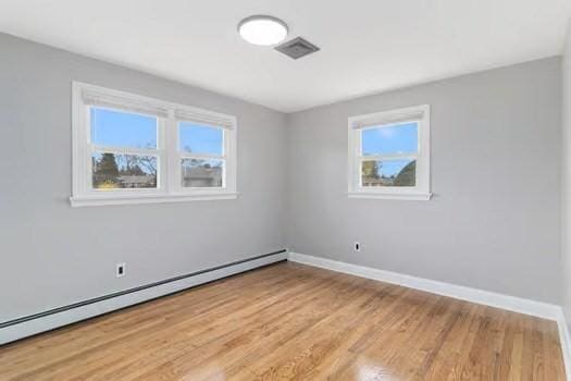 50 Riverview Ave, Westerly, RI 02891 - spare room featuring baseboards, light wood finished floors, baseboard heating, and plenty of natural light