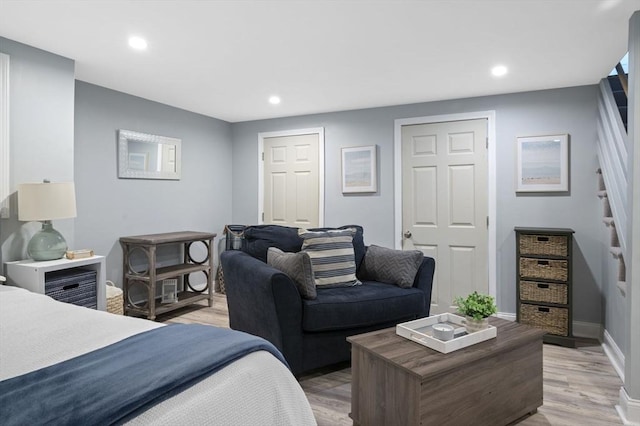 bedroom featuring light wood-type flooring