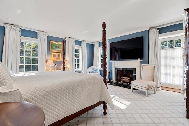 bedroom with a fireplace