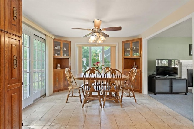 112 Stoddard Dr, North Attleboro, MA 02760 - dining area featuring plenty of natural light, a ceiling fan, and light tile patterned floors