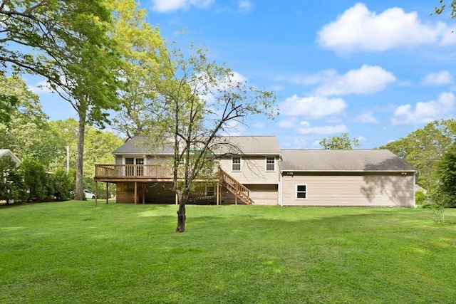 112 Stoddard Dr, North Attleboro, MA 02760 - back of house featuring a deck, stairs, and a yard