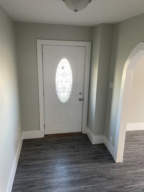 foyer entrance with dark wood-type flooring