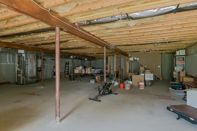 basement with heating unit