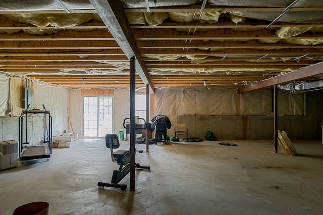 basement with electric panel