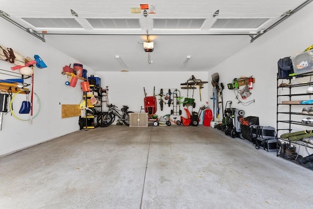 garage with a garage door opener