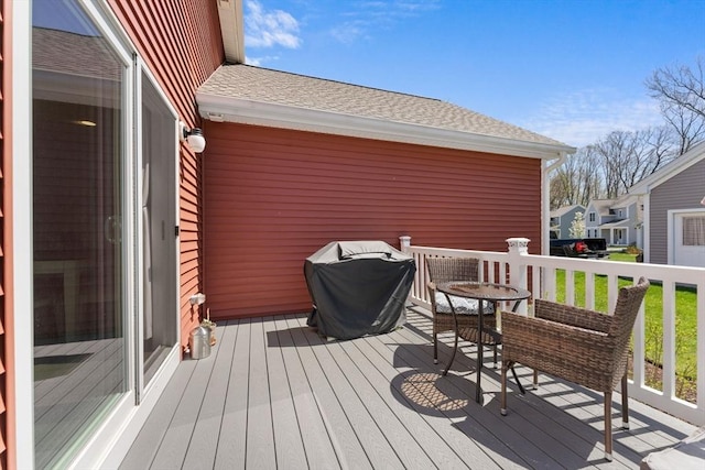 deck featuring grilling area