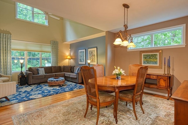 44 Stevens Rd Unit 44, Hudson, MA 01749 - dining space with wood finished floors, ceiling fan, and a chandelier