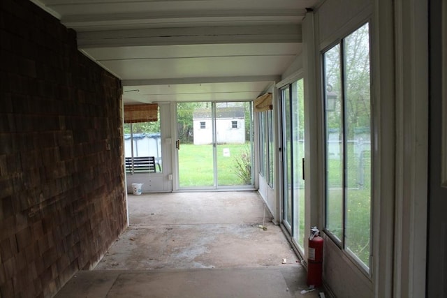 view of unfurnished sunroom