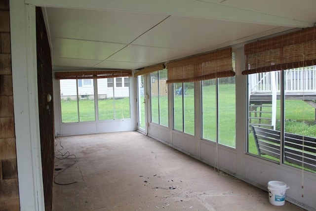 view of unfurnished sunroom