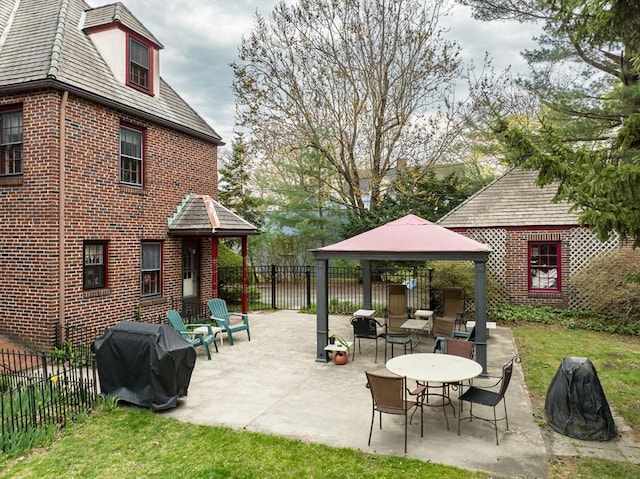 68 Ingersoll Grv, Springfield, MA 01109 - view of patio / terrace with grilling area, a gazebo, and fence