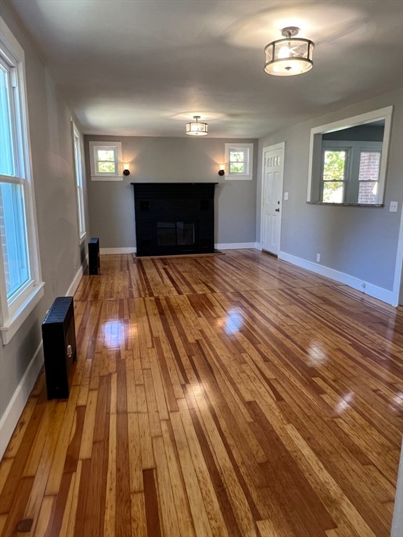 unfurnished living room with wood-type flooring