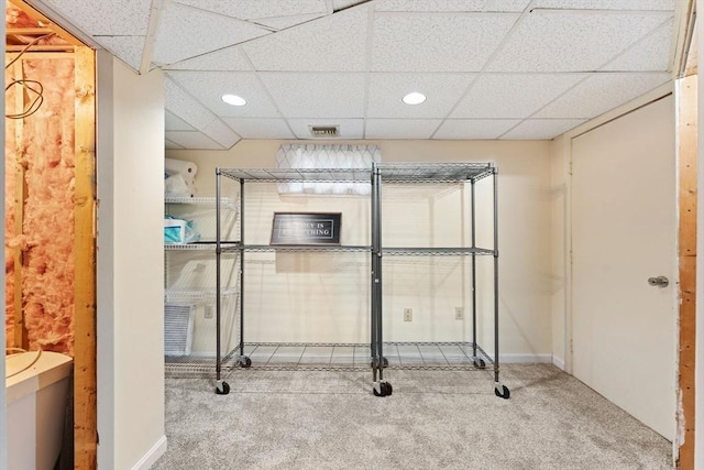 18 Buena Vis Unit 18, Franklin, MA 02038 - exercise room featuring carpet flooring, a paneled ceiling, recessed lighting, and baseboards