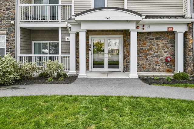 property entrance with french doors