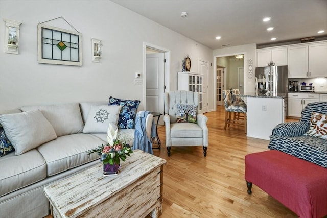 living room featuring light wood-type flooring