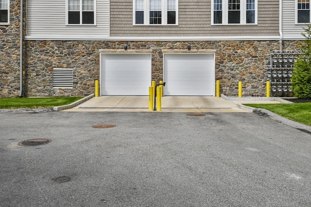 exterior space with a garage