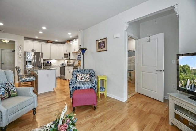 living room with light wood-type flooring