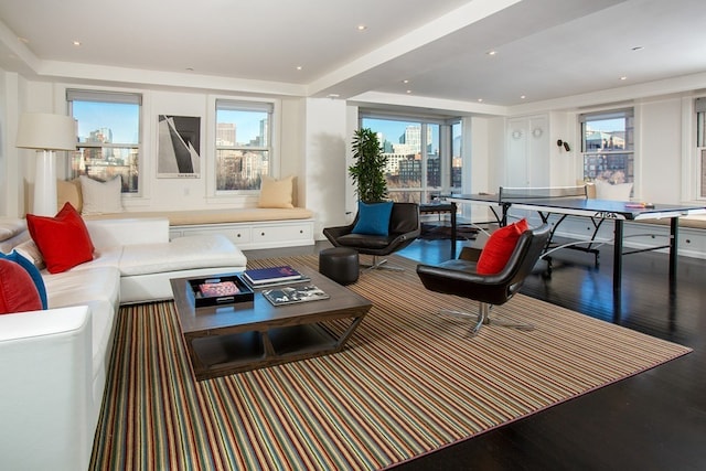 living room with hardwood / wood-style flooring