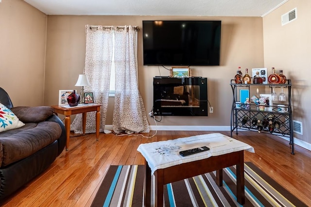 living room with wood-type flooring