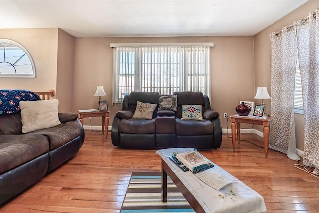 living room with hardwood / wood-style floors