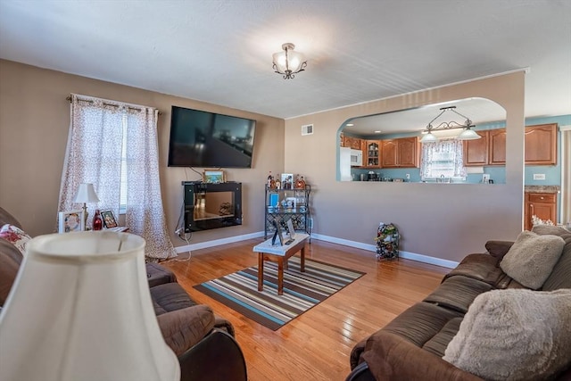 living room featuring light hardwood / wood-style floors