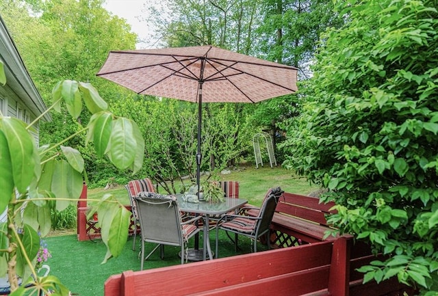 171 David Cir, Putnam, CT 06260 - wooden terrace featuring outdoor dining space