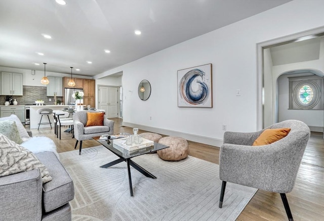 living room featuring light hardwood / wood-style flooring