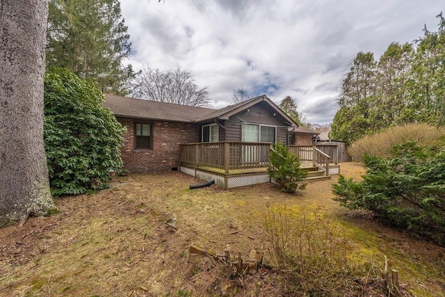 399 Elm St, East Longmeadow, MA 01028 - back of house featuring a deck and brick siding