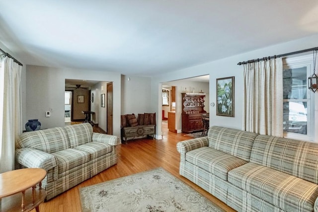 living area with wood finished floors