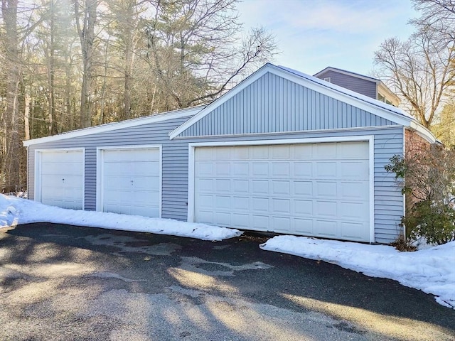 view of snow covered garage