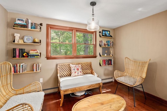 85 Green Meadow Ct, Northbridge, MA 01588 - living area featuring baseboard heating, wood-type flooring, and baseboards