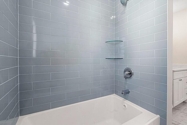 13 River St Unit 1, Danvers, MA 01923 - full bathroom featuring bathtub / shower combination, marble finish floor, and vanity