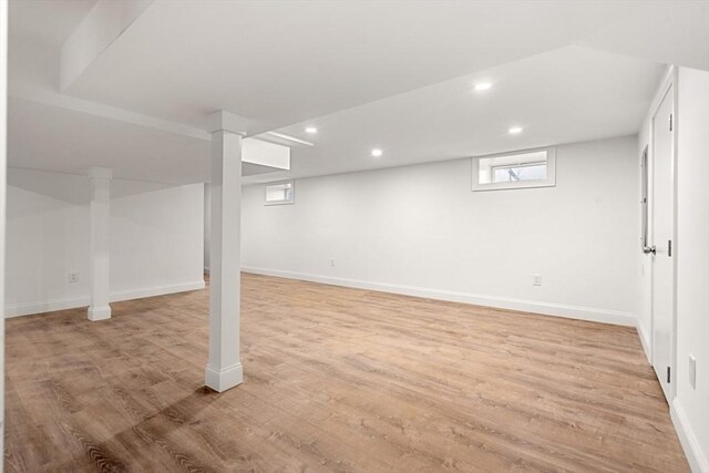 13 River St Unit 1, Danvers, MA 01923 - basement featuring recessed lighting, light wood finished floors, and baseboards