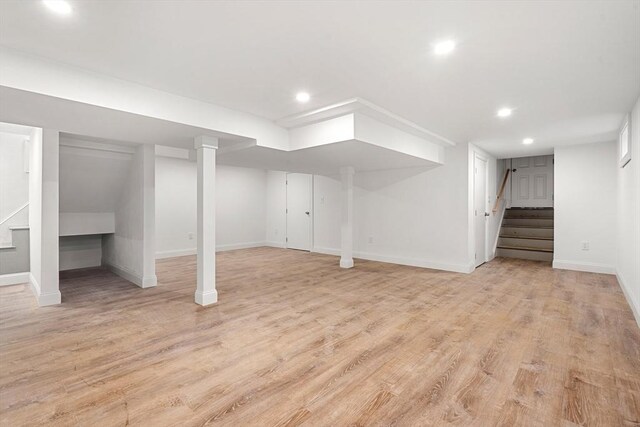 13 River St Unit 1, Danvers, MA 01923 - finished below grade area featuring baseboards, stairs, and recessed lighting