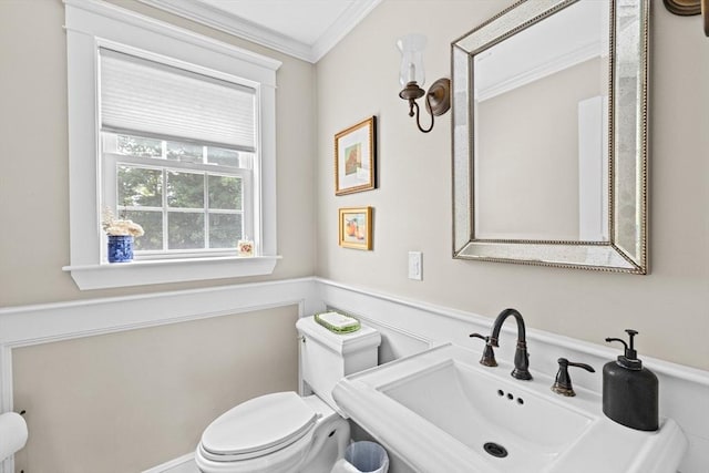 161 Hollett St, Scituate, MA 02066 - half bathroom featuring ornamental molding and wainscoting