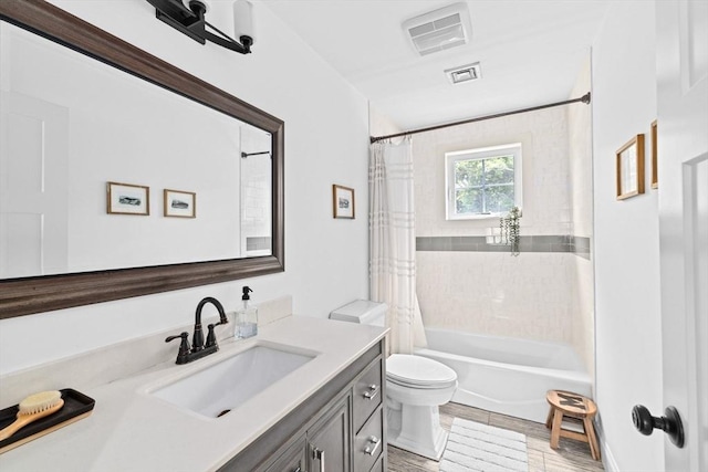 161 Hollett St, Scituate, MA 02066 - full bathroom featuring vanity, shower / tub combo with curtain, and wood finished floors