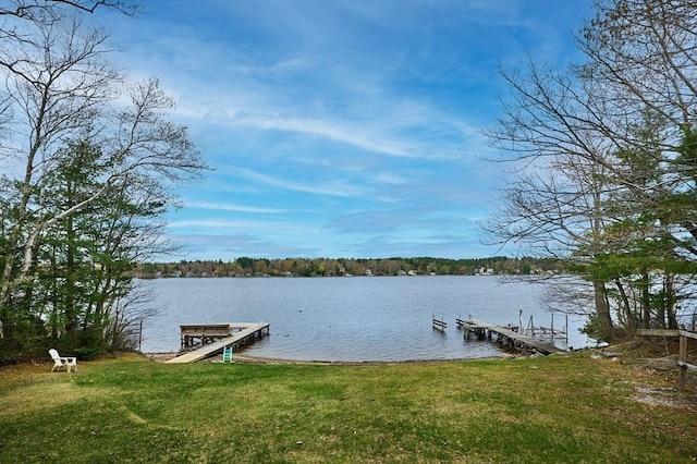 23 S Pine St, Otis, MA 01029 - view of dock with a lawn and a water view