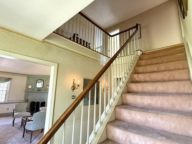631 Elm St, Dartmouth, MA 02748 - stairway featuring carpet floors and baseboards