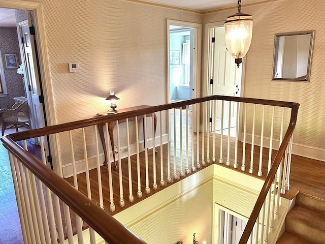 631 Elm St, Dartmouth, MA 02748 - stairway featuring ornamental molding and wood finished floors