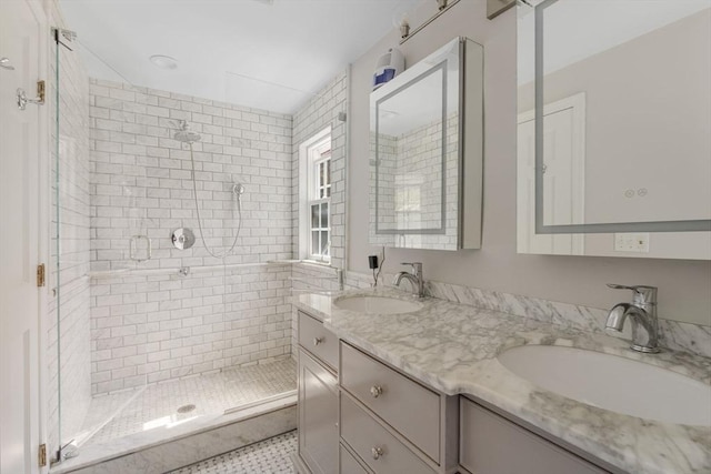 217 Conant Rd, Weston, MA 02493 - bathroom with a stall shower and double vanity