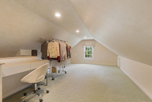 217 Conant Rd, Weston, MA 02493 - unfurnished office with lofted ceiling, carpet, and recessed lighting