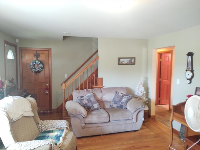 62 Chestnut St, Seekonk, MA 02771 - living area featuring stairway and wood finished floors