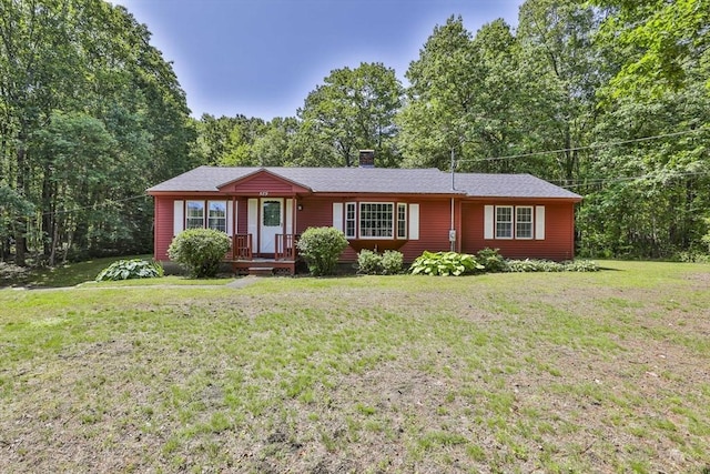 589 Turnpike, Ashby, MA 01431 - single story home featuring a front lawn and a chimney